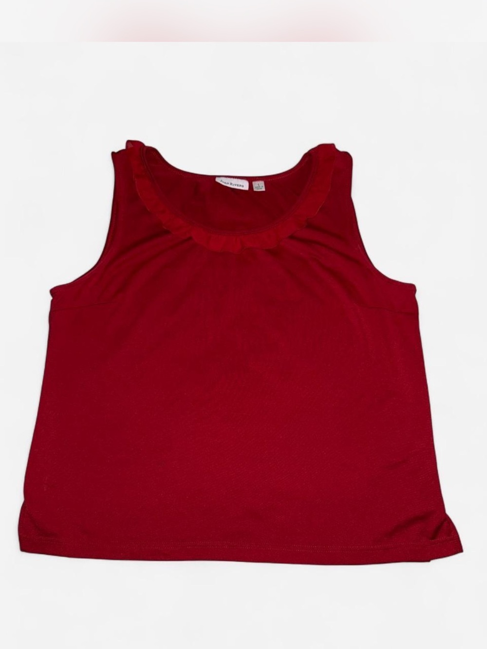 Joan Rivers Red Ruffle Neck Tank Top